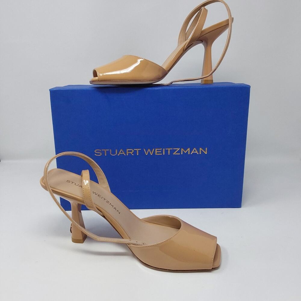 Stuart Weitzman Nude Patent Slingback Sandals